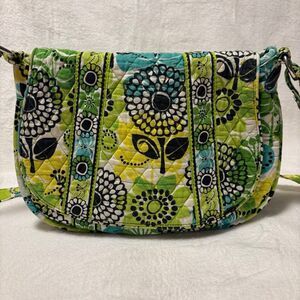 Vera Bradley Saddle Up Crossbody Bag Limes Up Green Floral Quilted Retired